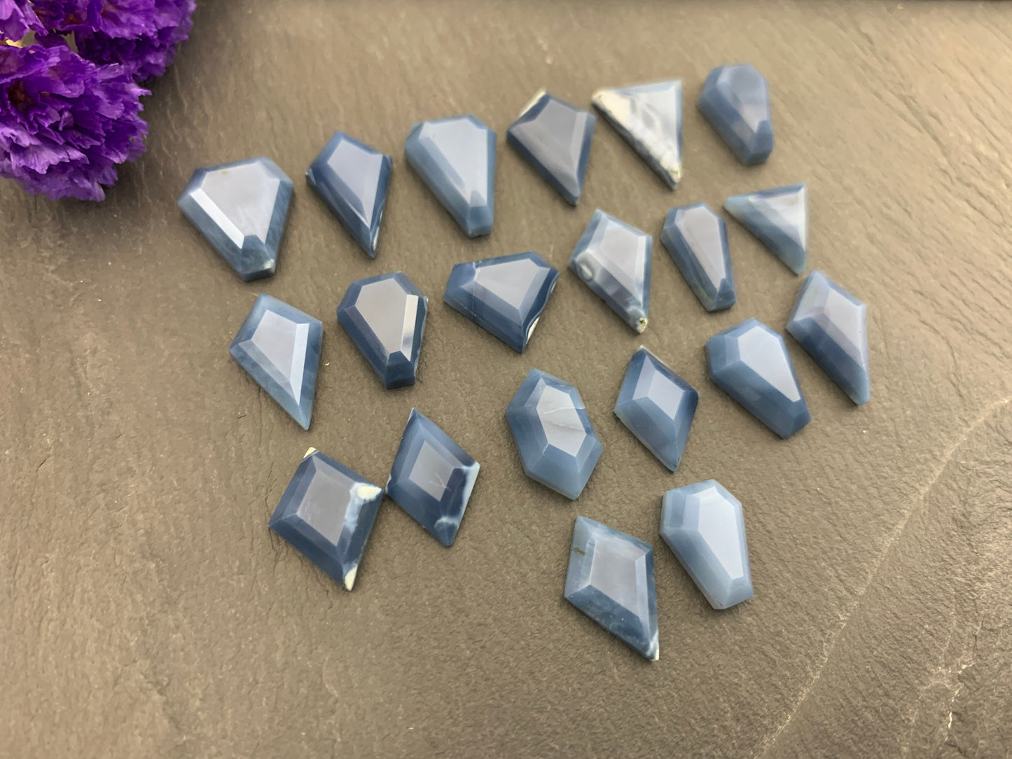 Step Cut Blue Opal cabochon