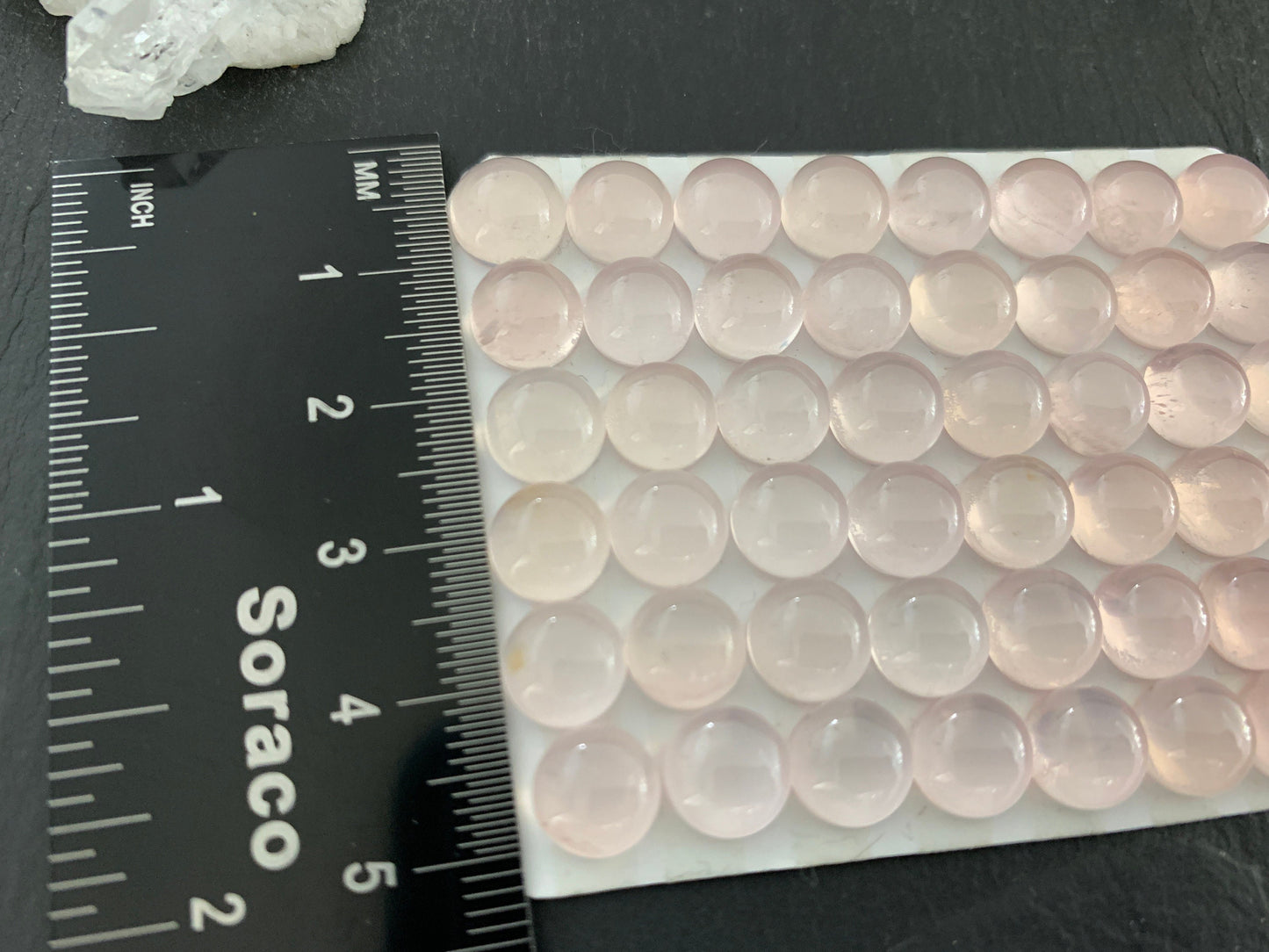 Rose Quartz round 8mm cabochon - Calibrated cabochons