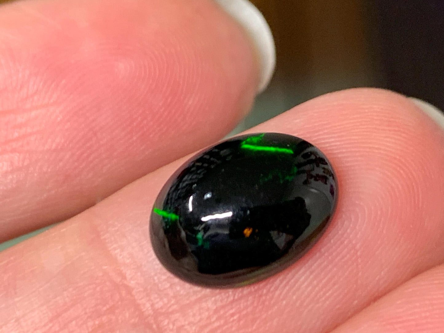 Natural Ethiopian Black Opal 9x12x4mm cabochon