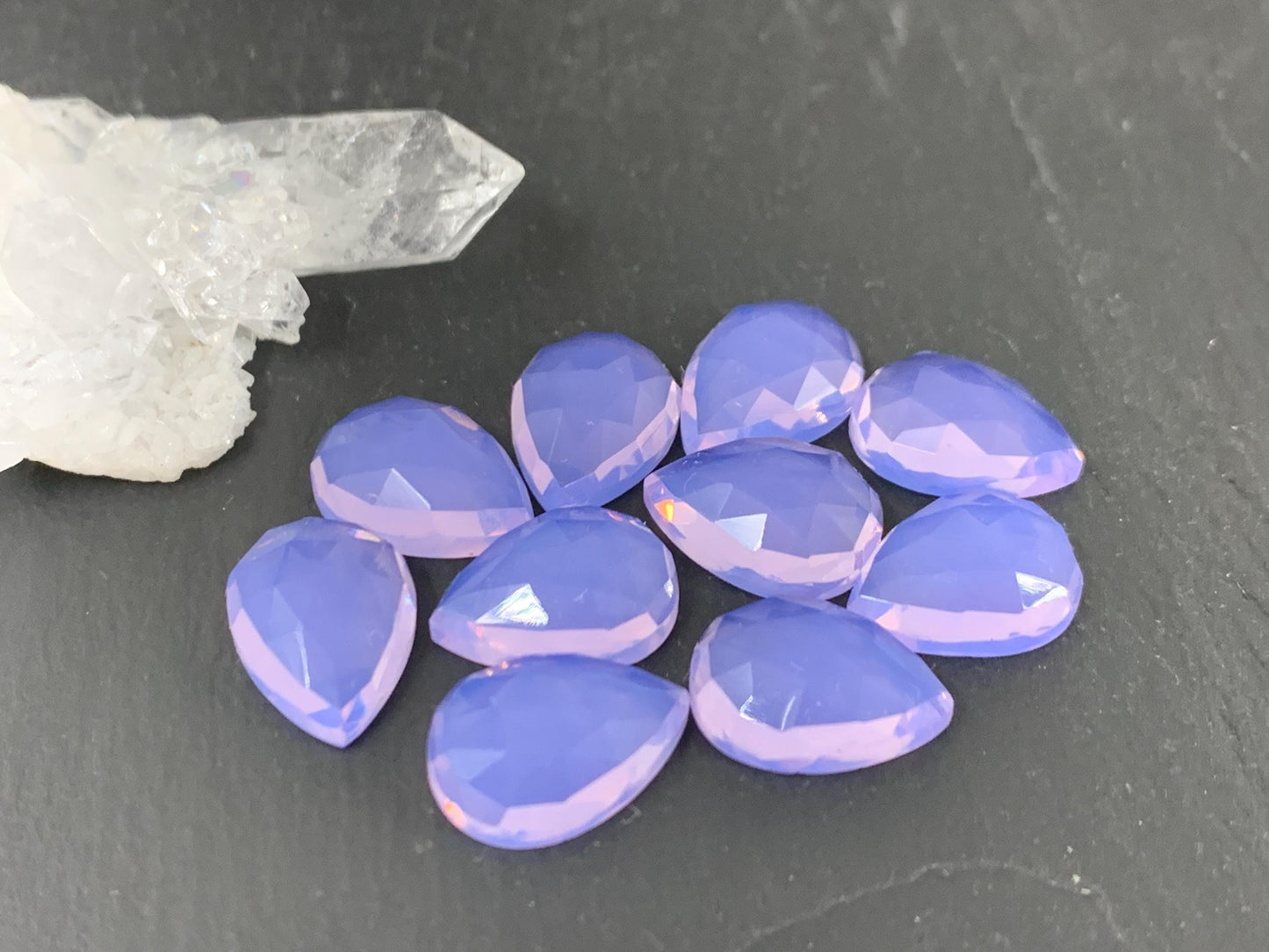 Lavender Chalcedony pear 10x14mm cabochon