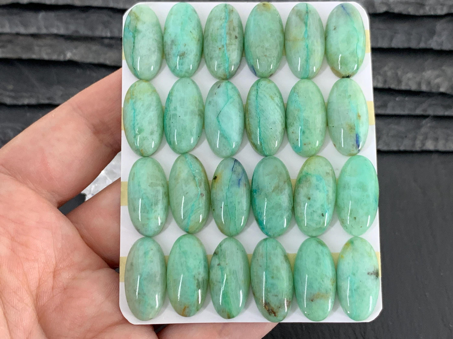 Chrysocolla Quartz oval 10x20mm cabochon - Calibrated cabochons