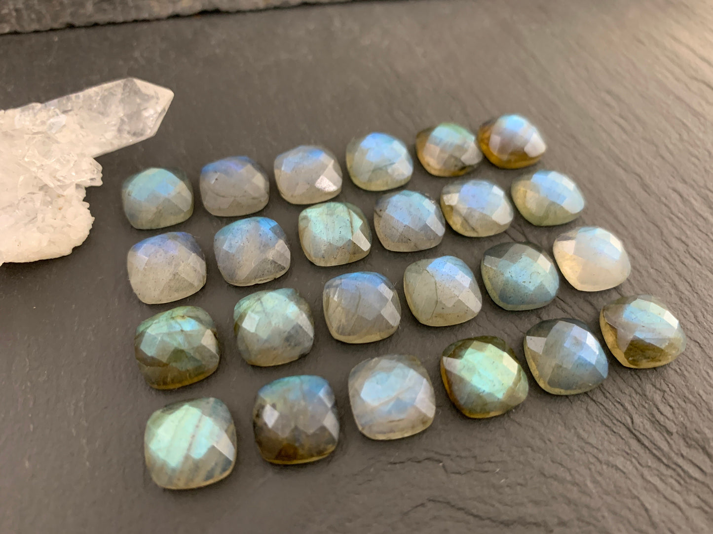 Faceted Labradorite square 10mm cabochon