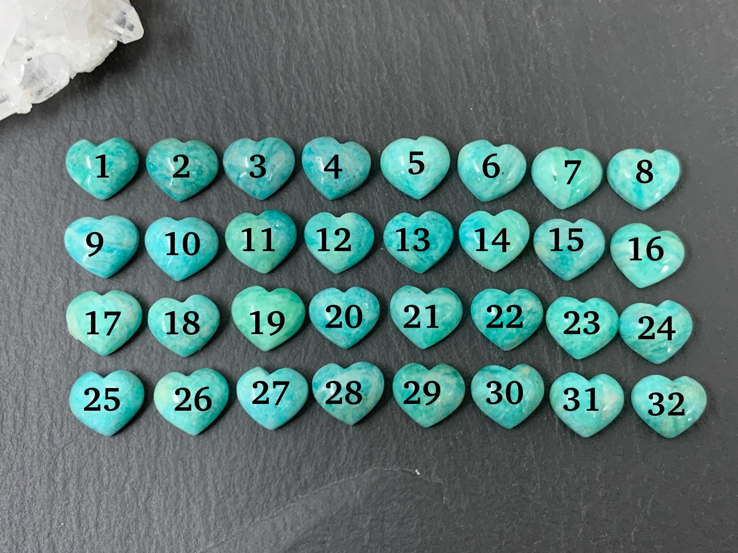 Small Amazonite heart 8x9mm cabochon