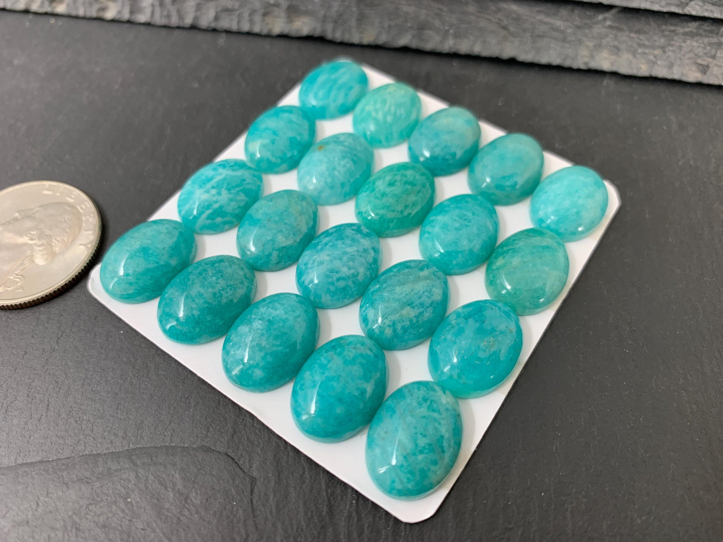 Amazonite oval 12x16mm cabochon - Calibrated cabochons