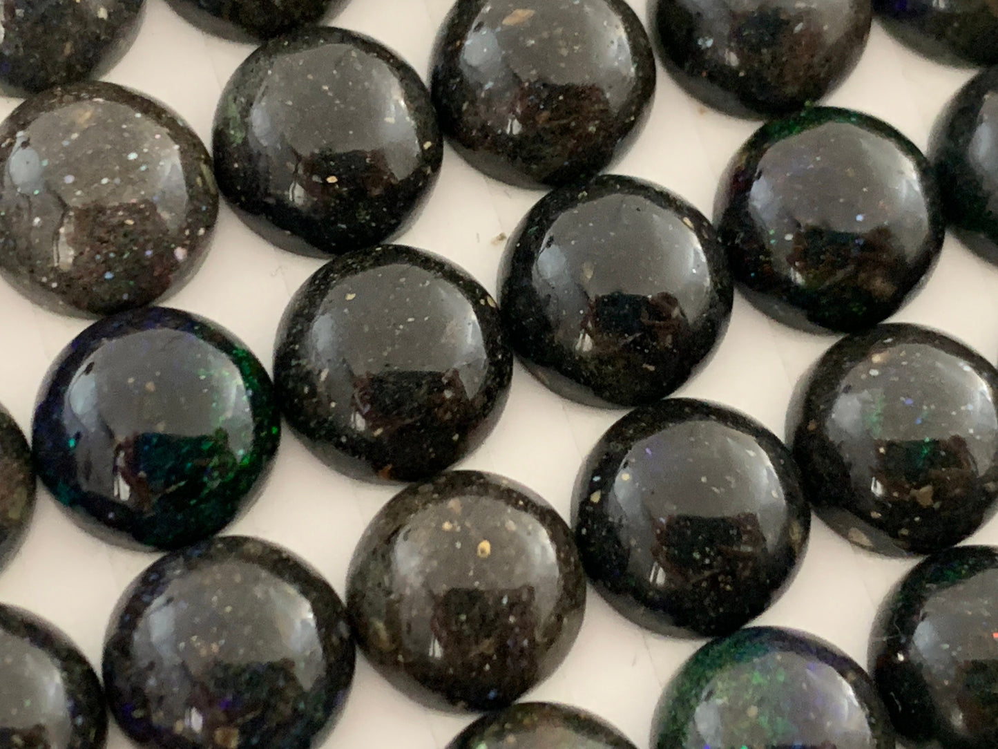 Black Andamooka Opal round 10mm cabochon - Matrix Australian Opal