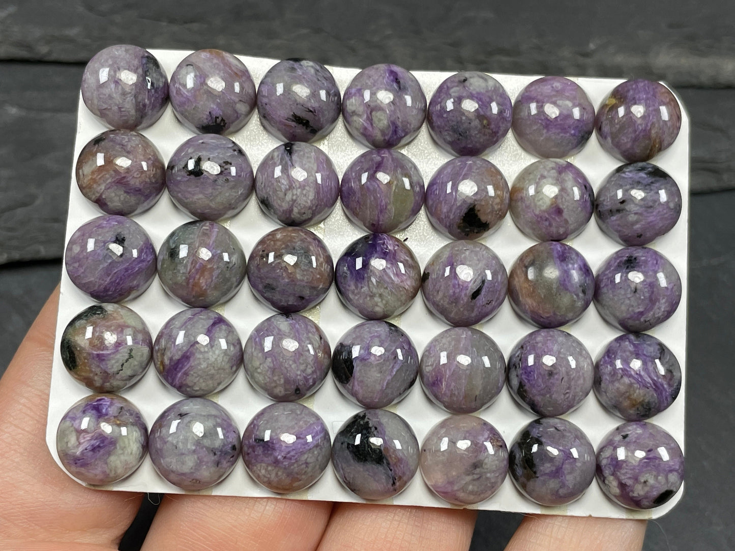 Charoite round 10mm cabochon - Calibrated cabochons