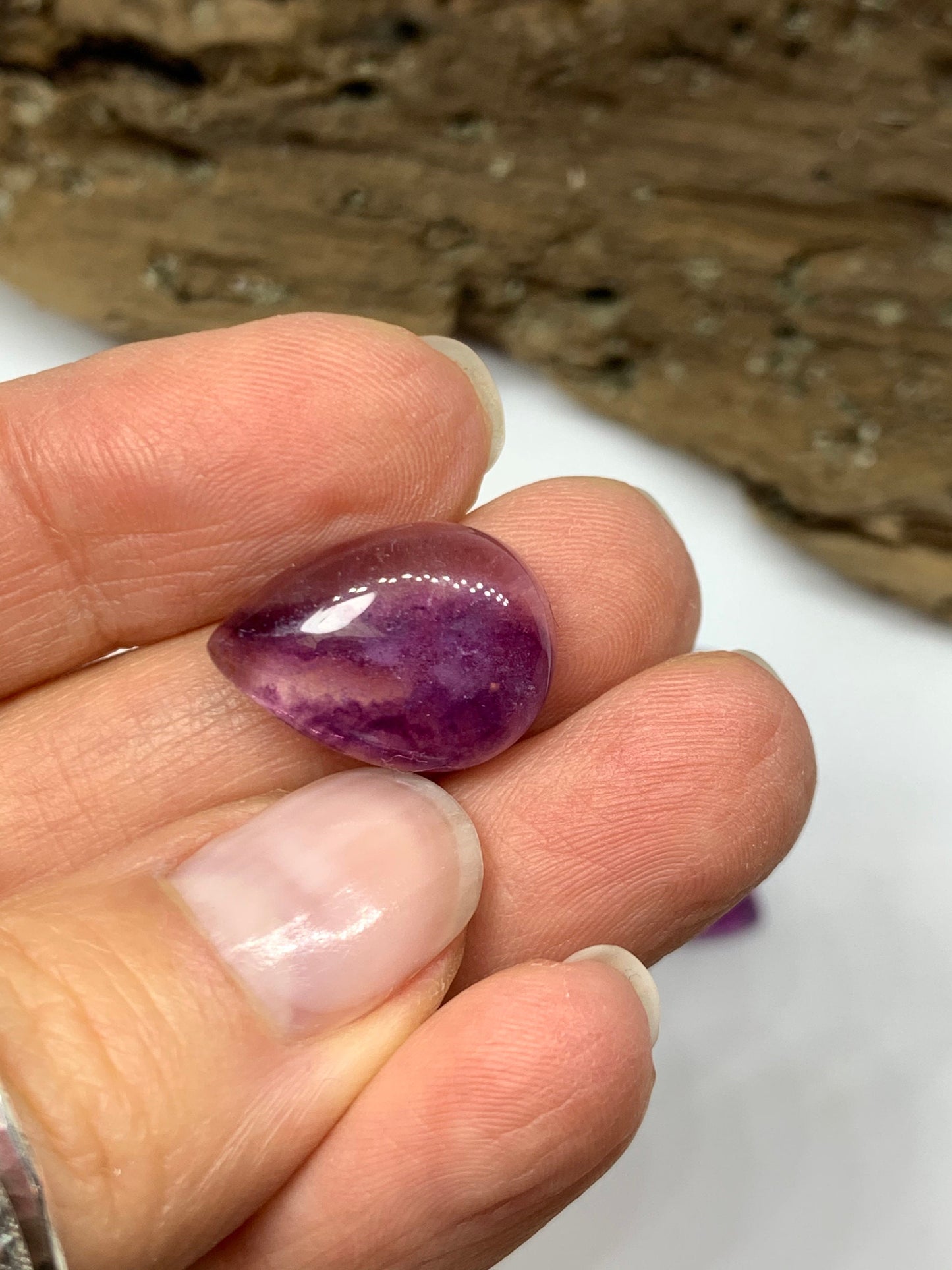 Purple Fluorite pear 13x18mm Cabochon - Calibrated cabochons