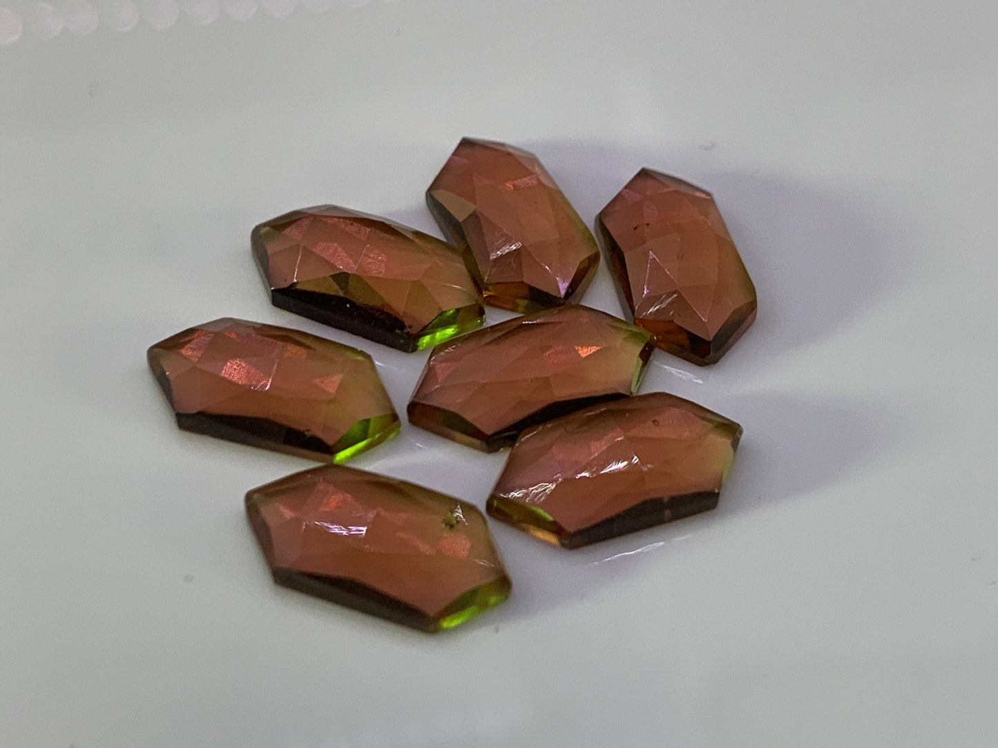 Faceted color changing Alexandrite long hexagon 8x16mm cabochon - Cabochons are calibrated
