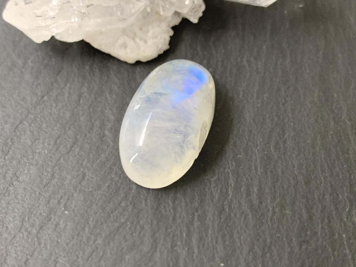 Rainbow Moonstone 20x11x7mm cabochon