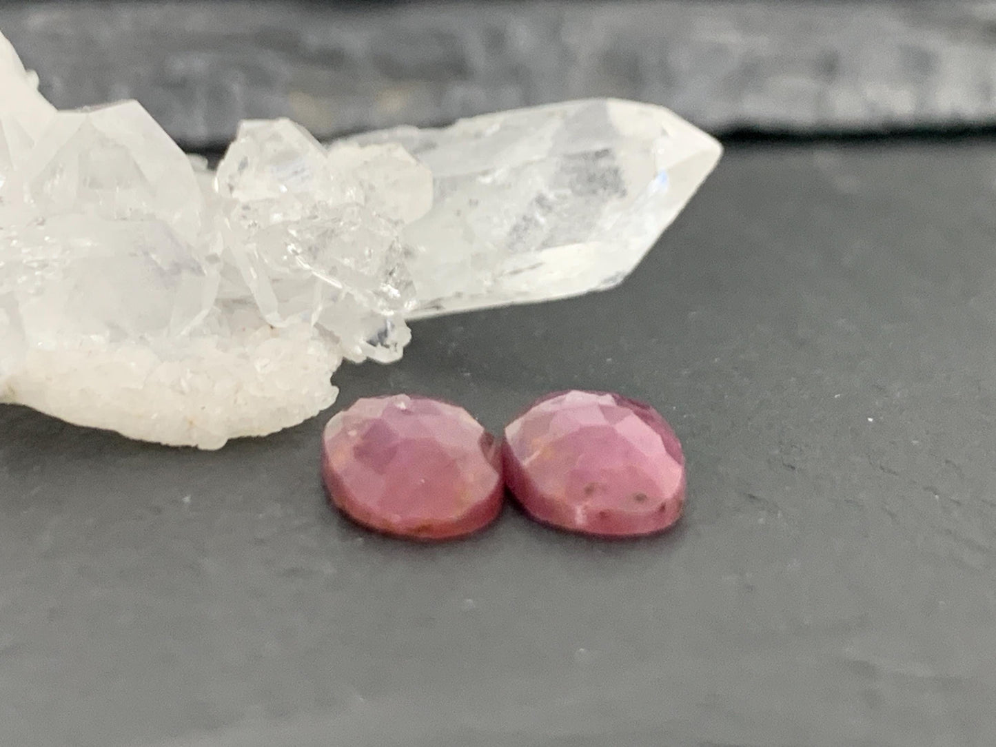 Faceted Ruby pair 7x14x3mm cabochon