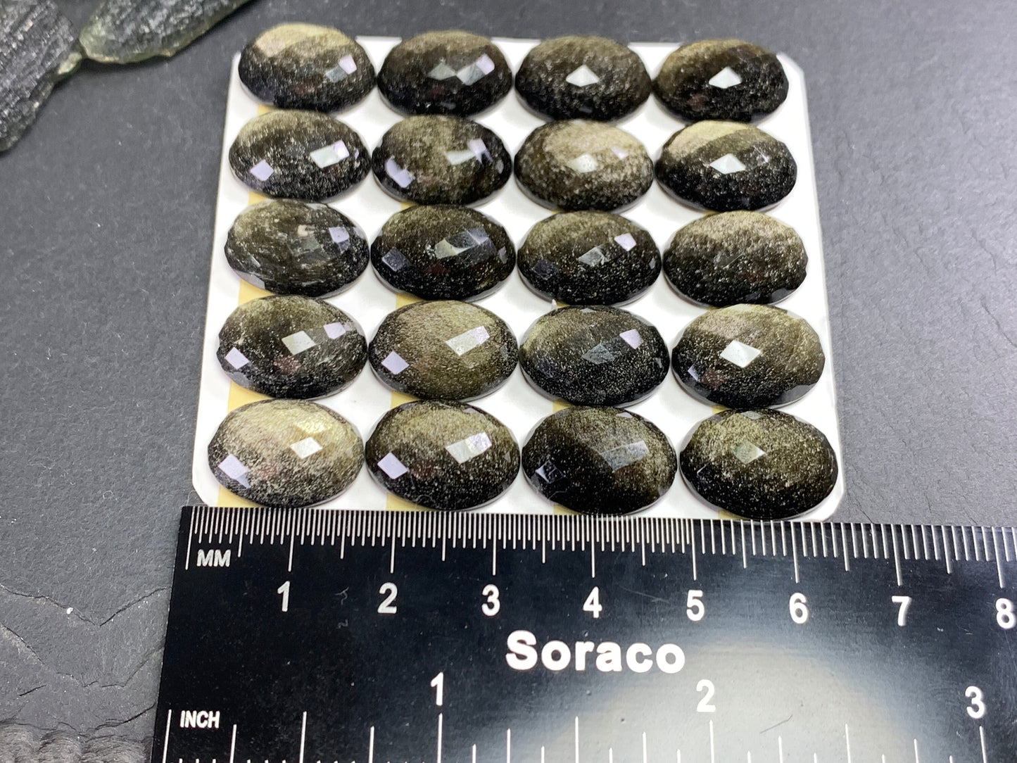 Faceted Gold Obsidian oval 12x16mm cabochon