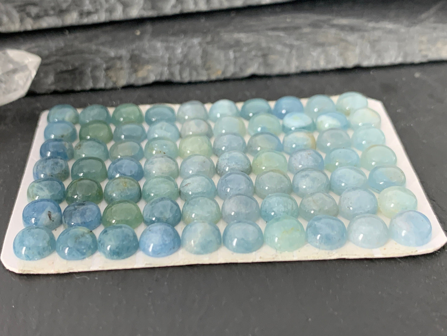 Aquamarine round 6mm cabochon - Calibrated cabochons