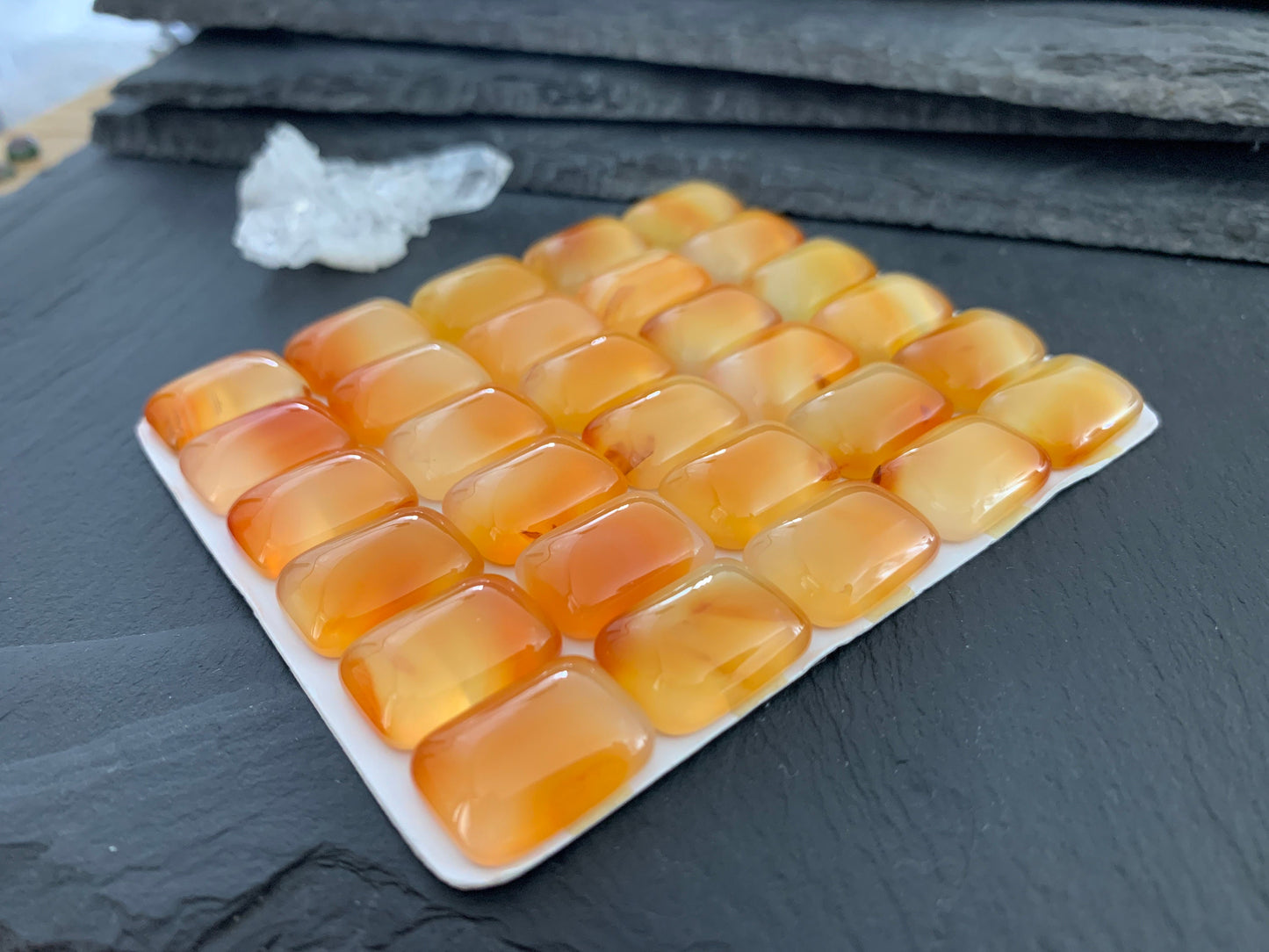 Carnelian rectangle 13x18mm cabochon - Calibrated cabochons