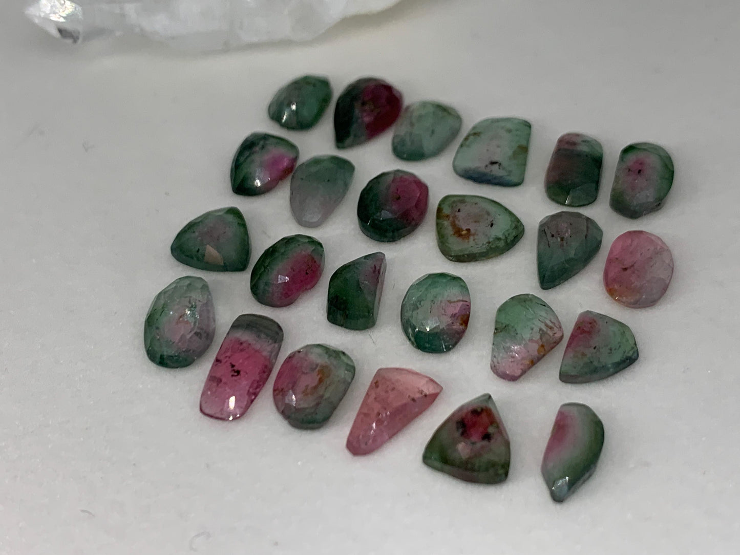 Faceted Watermelon Tourmaline 8-10mm long cabochon - second quality
