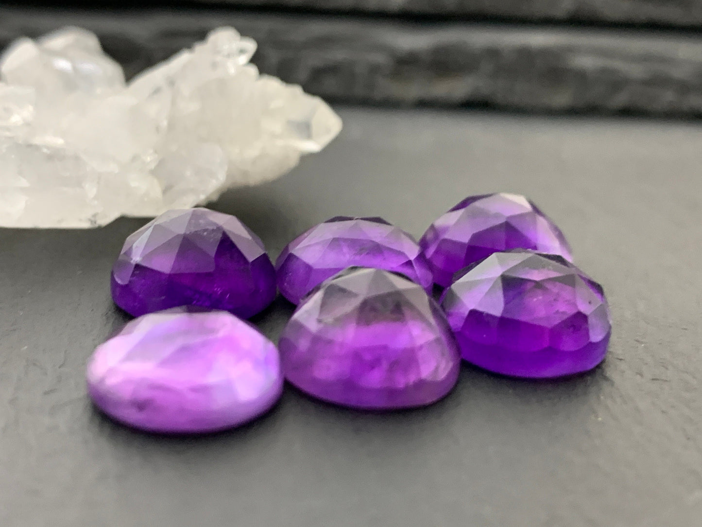 Faceted Amethyst round 12mm Cabochon