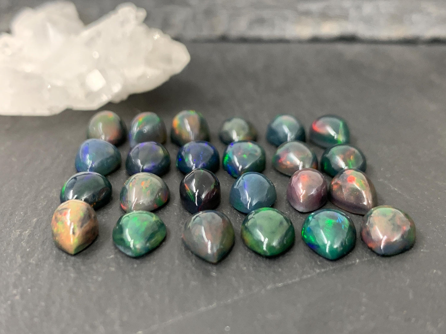 Black Ethiopian Opal 6x8mm cabochon