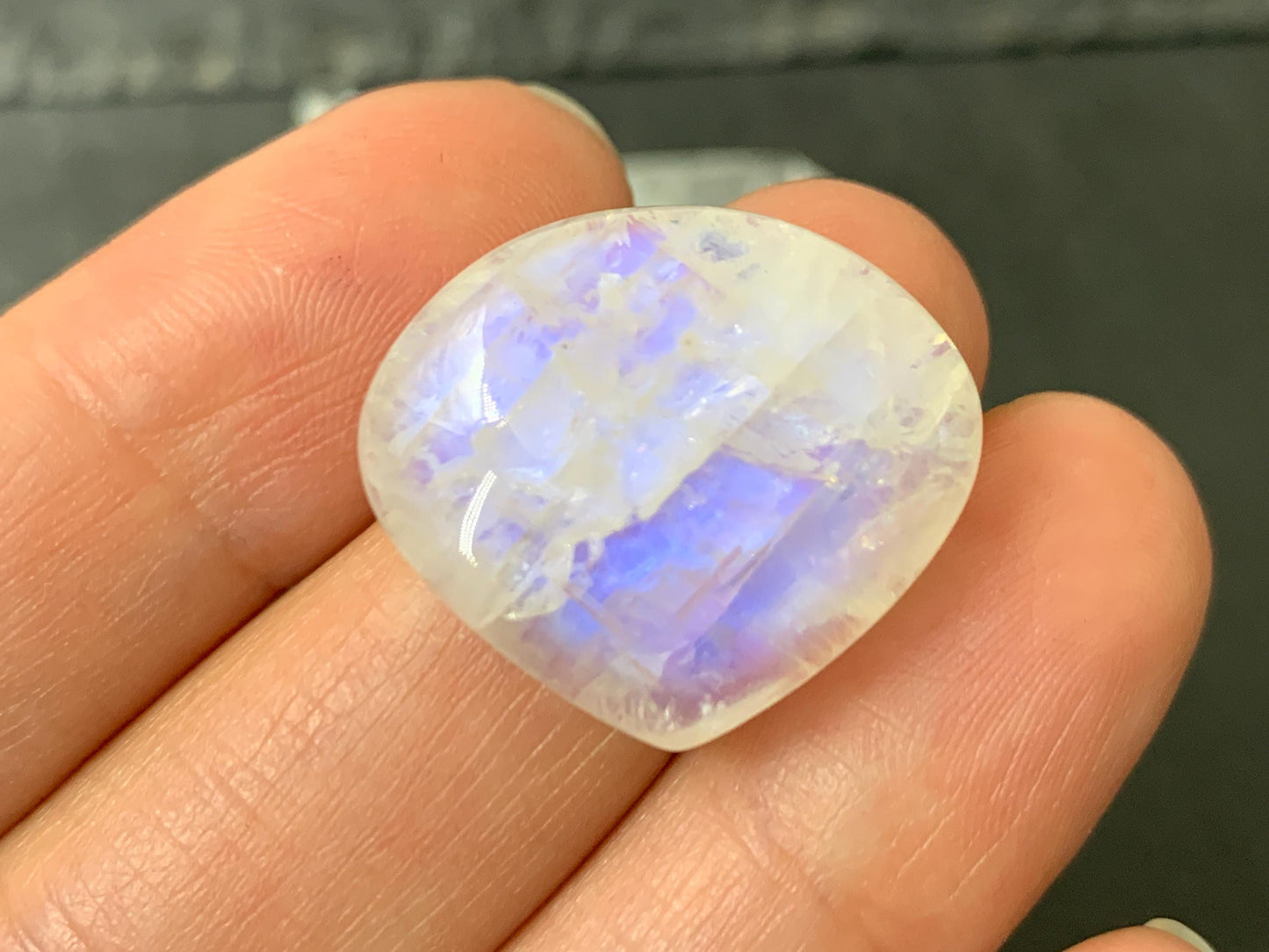 Rainbow Moonstone 23x20x7mm cabochon