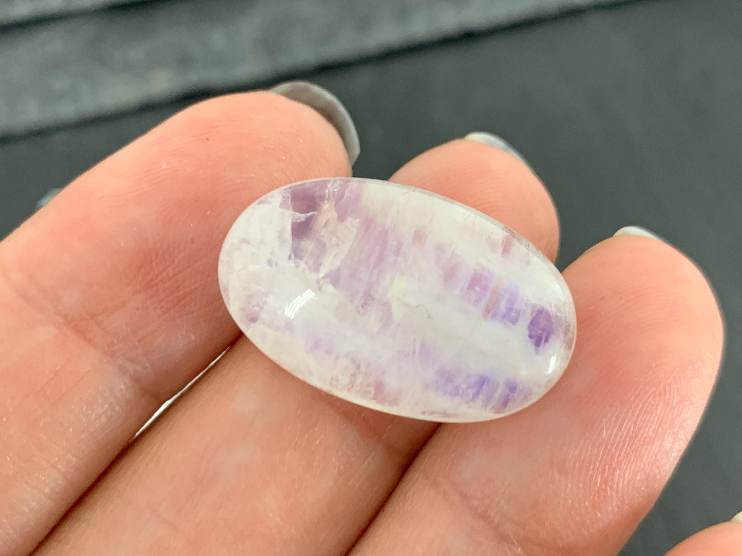 Rainbow Moonstone 24x15x7mm cabochon