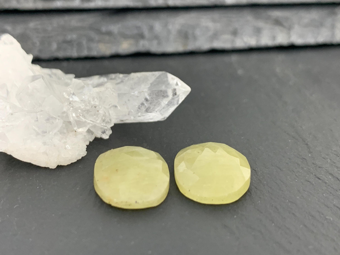 Faceted Yellow Sapphire pair 12x16x4mm cabochon