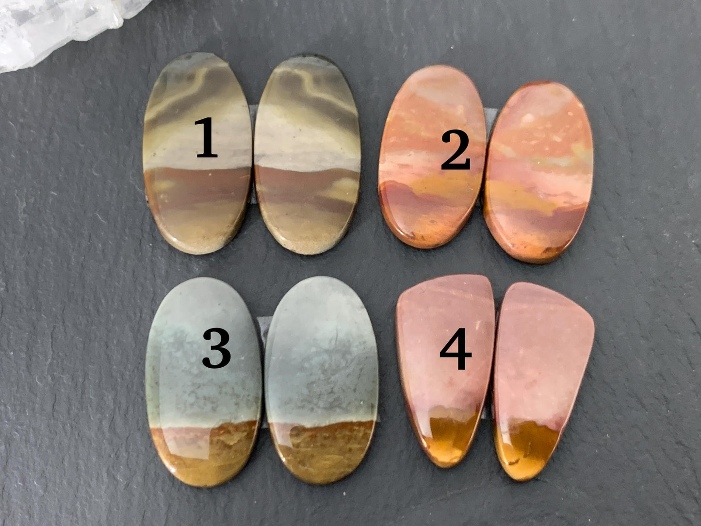 Polychrome Jasper cabochon pair