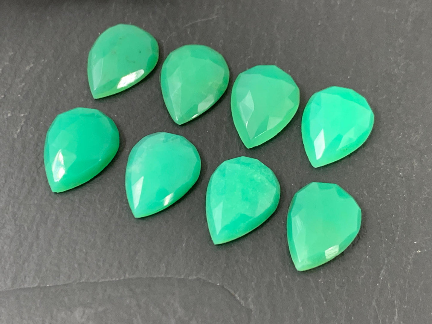 Faceted Chrysoprase Cabochon - 10x14mm Pear Shaped Gemstone for Jewelry Making
