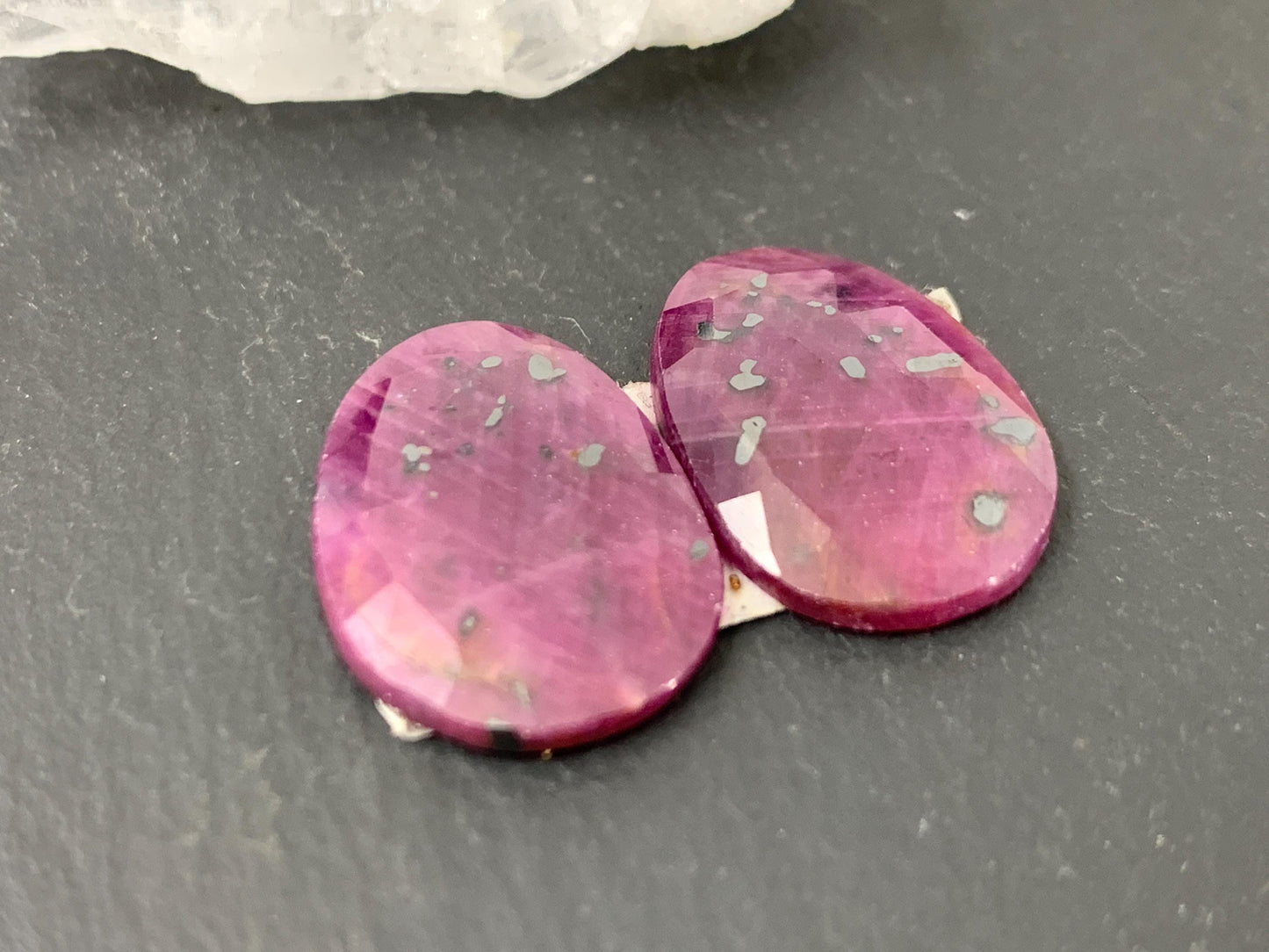 Faceted Ruby pair 13x19x3mm cabochon