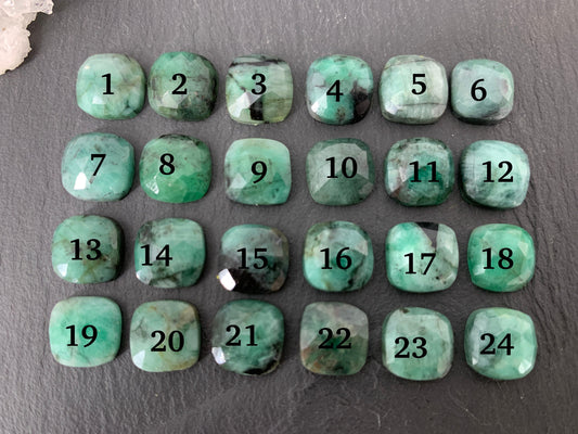 Faceted Emerald square 10mm cabochon