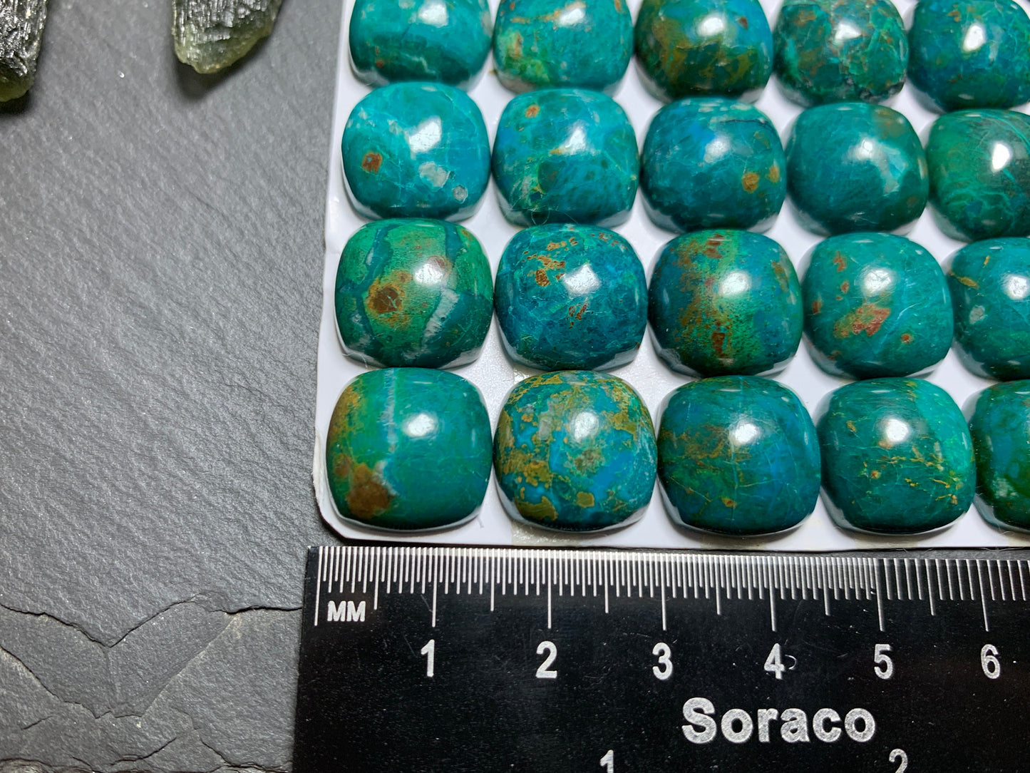 Chrysocolla square 15mm cabochon - Calibrated cabochons
