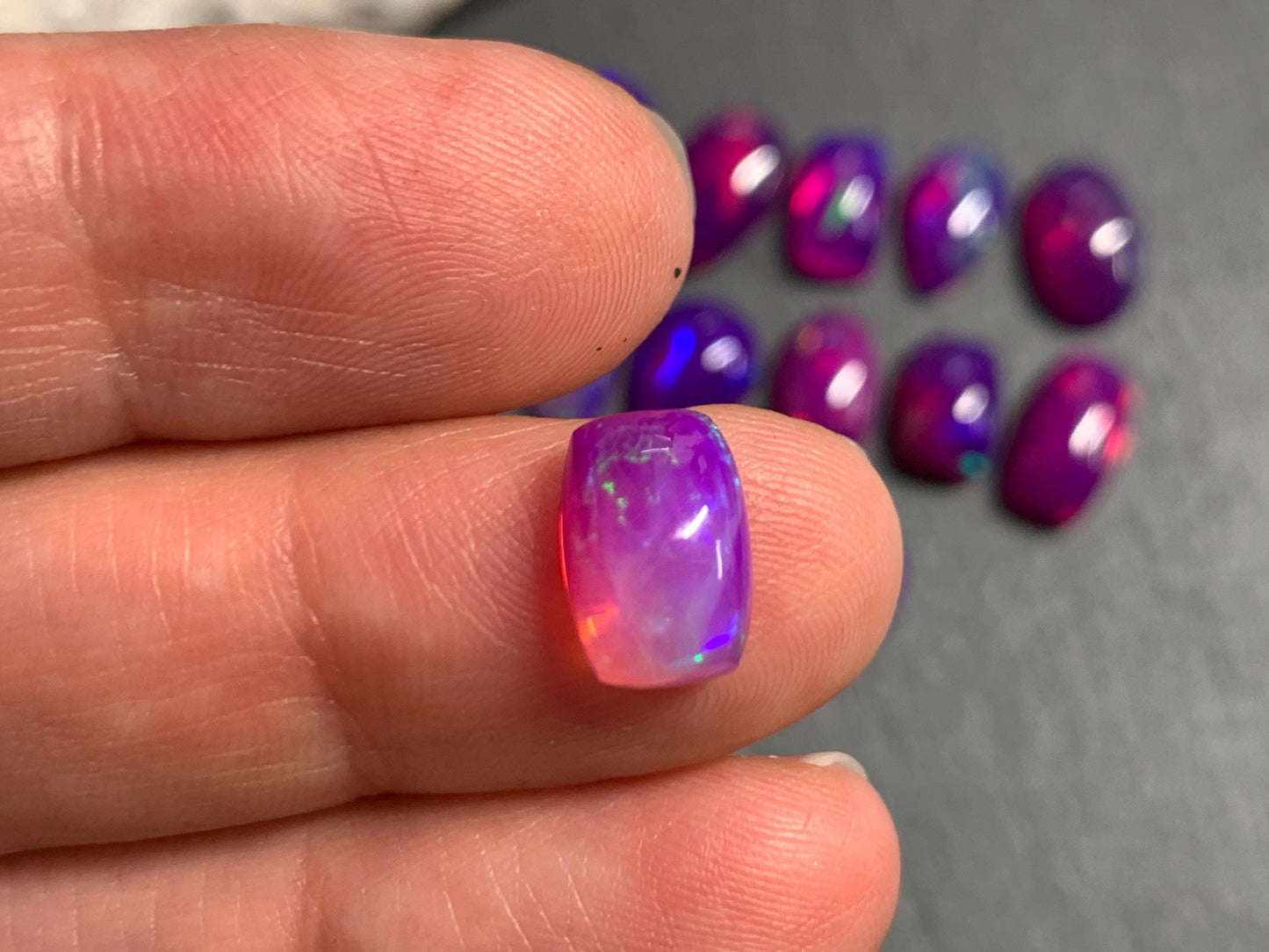 Ethiopian Opal oval, pear, rectangle 10-13mm long cabochon - Natural Opal smoked to purple color