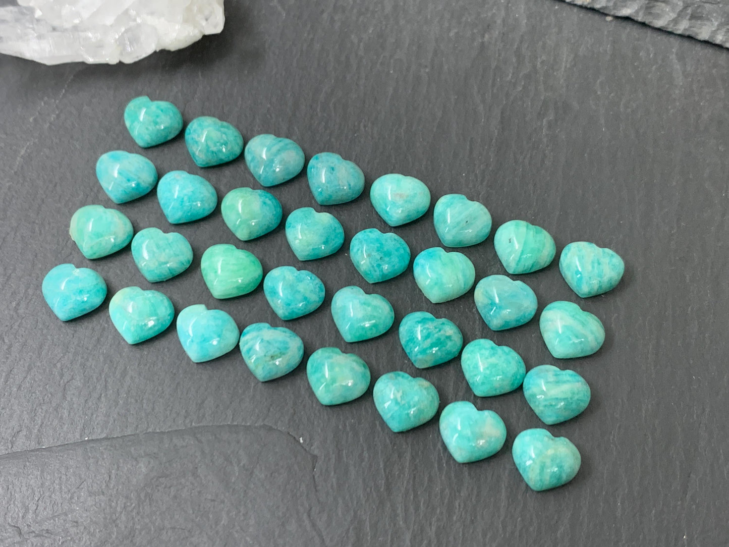 Small Amazonite heart 8x9mm cabochon