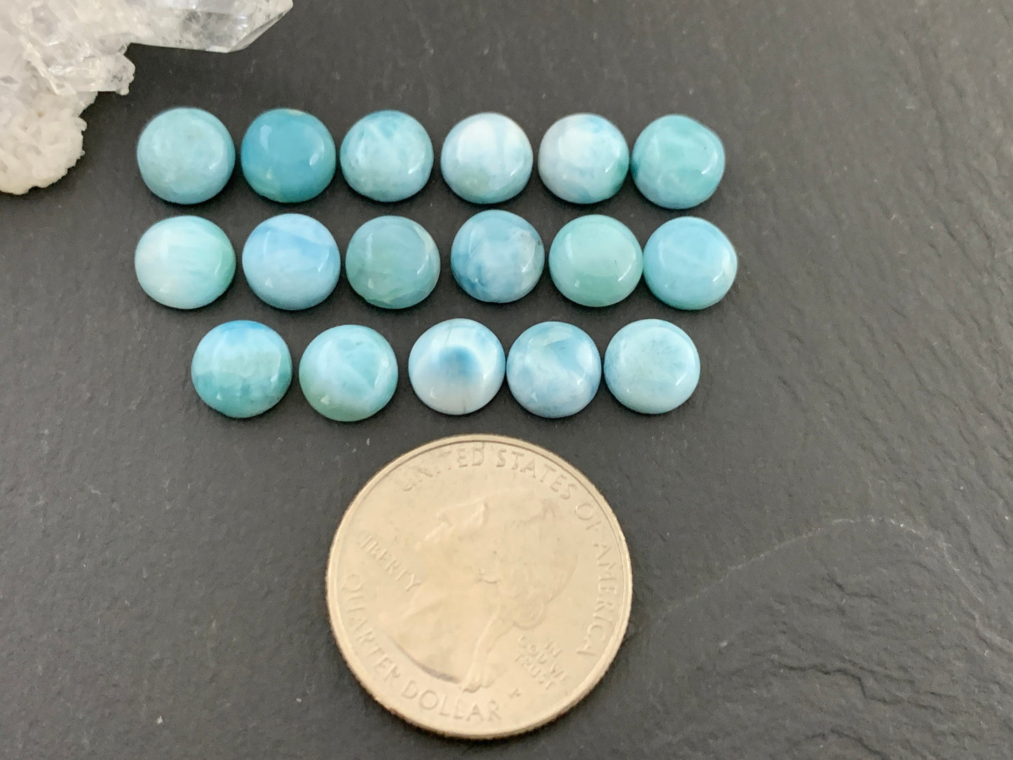 Larimar round 8mm cabochon