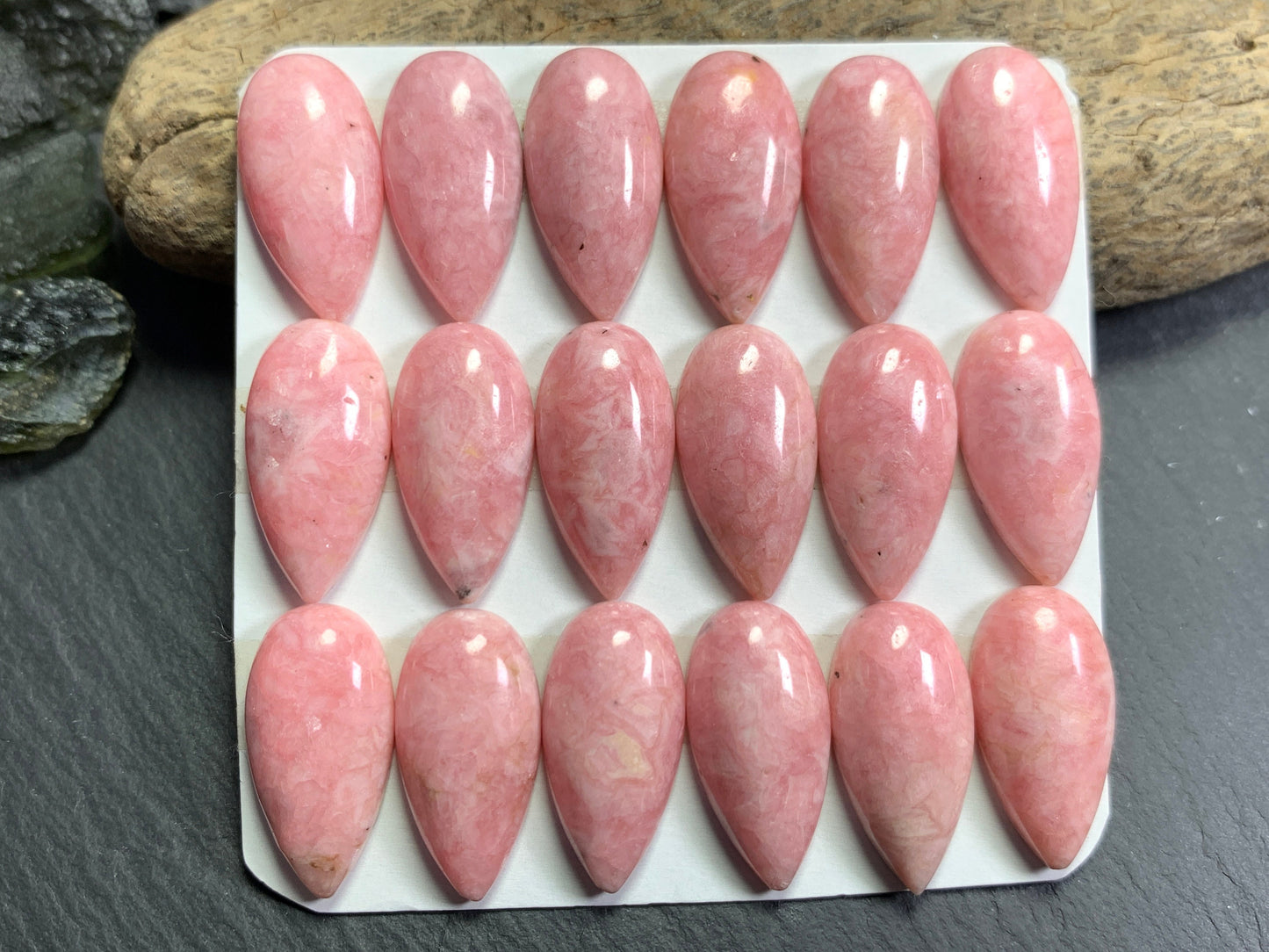 Rhodochrosite pear 10x20mm cabochon - Calibrated cabochons