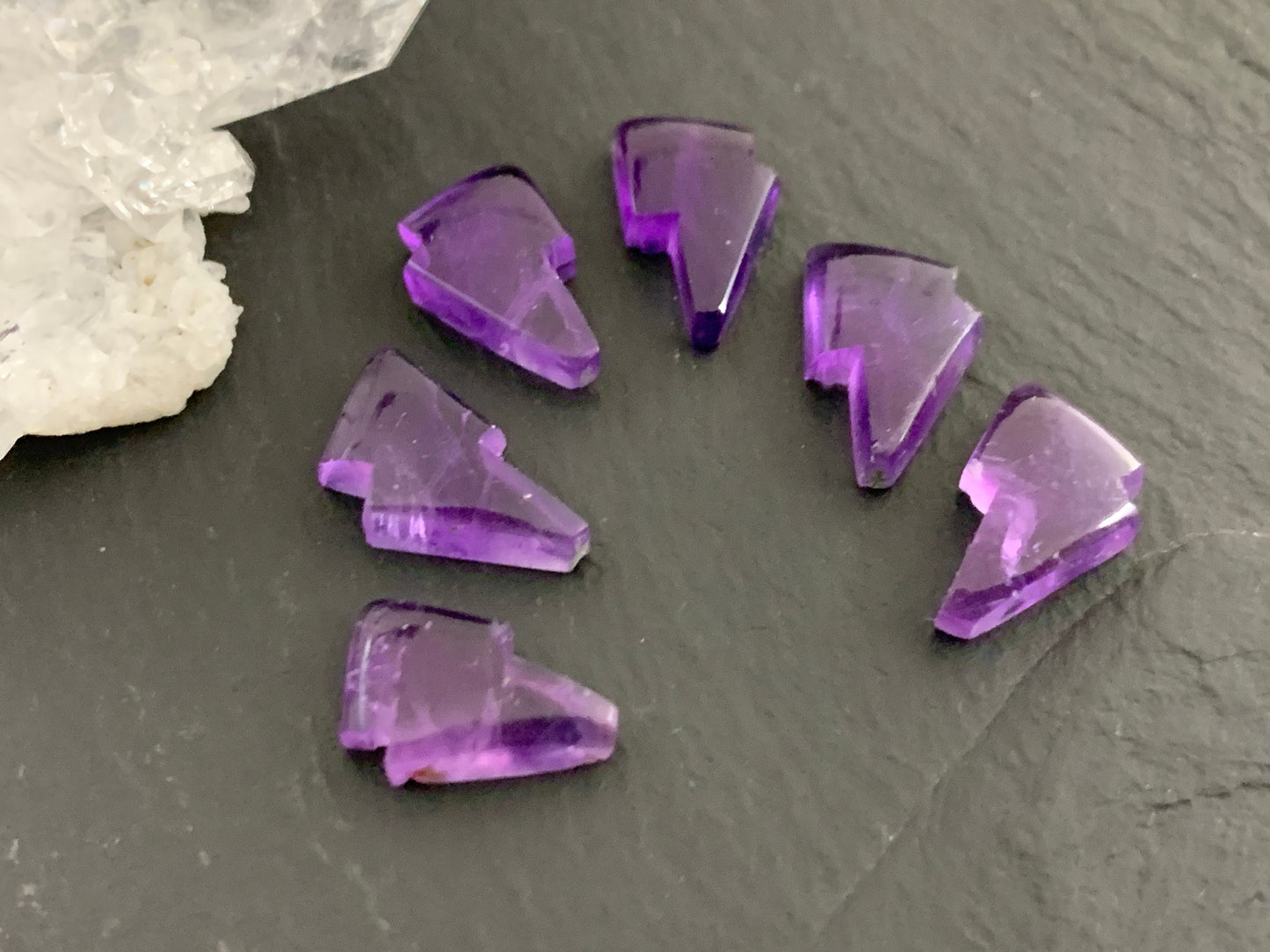 Amethyst lightning bolt 10x13mm cabochon - single cabochon
