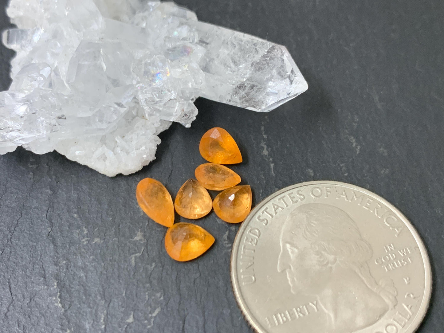 Spessartine Garnet Faceted Cut Pear 5.5mm, 6mm 7mm long | Faceted Stone