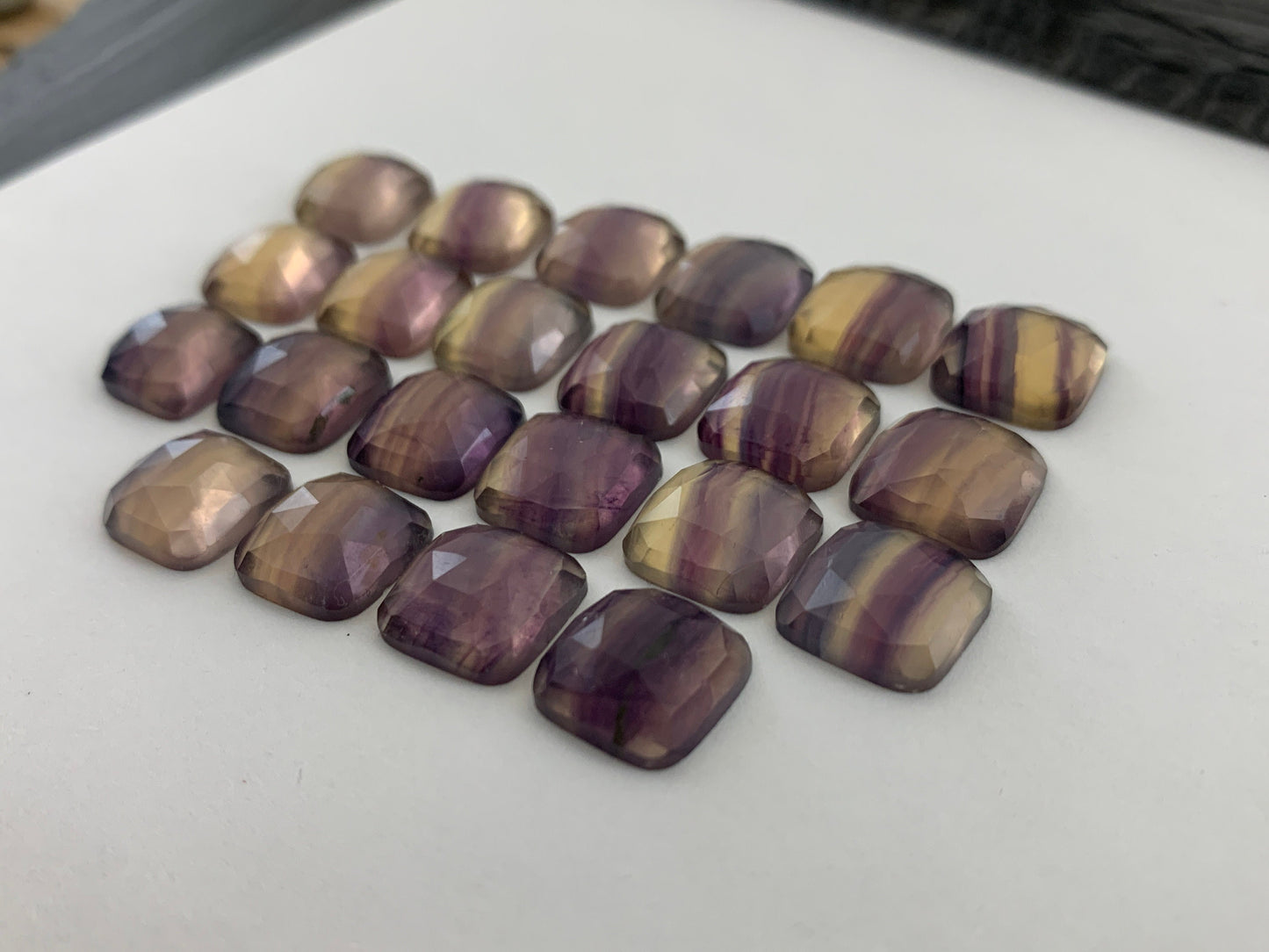 Faceted Fluorite square cushion 12x12mm Cabochon- Select your cabochon