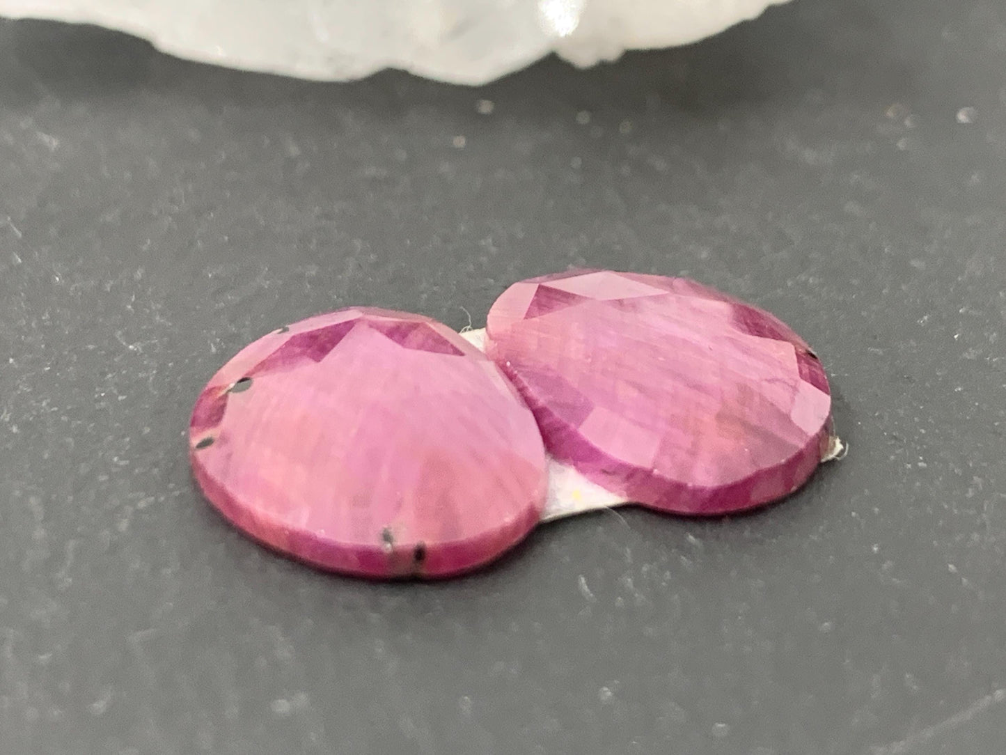 Faceted Ruby pair 11x15x3mm cabochon