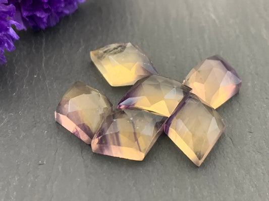 Faceted Fluorite rhombus 10x14mm cabochon - Calibrated cabochons