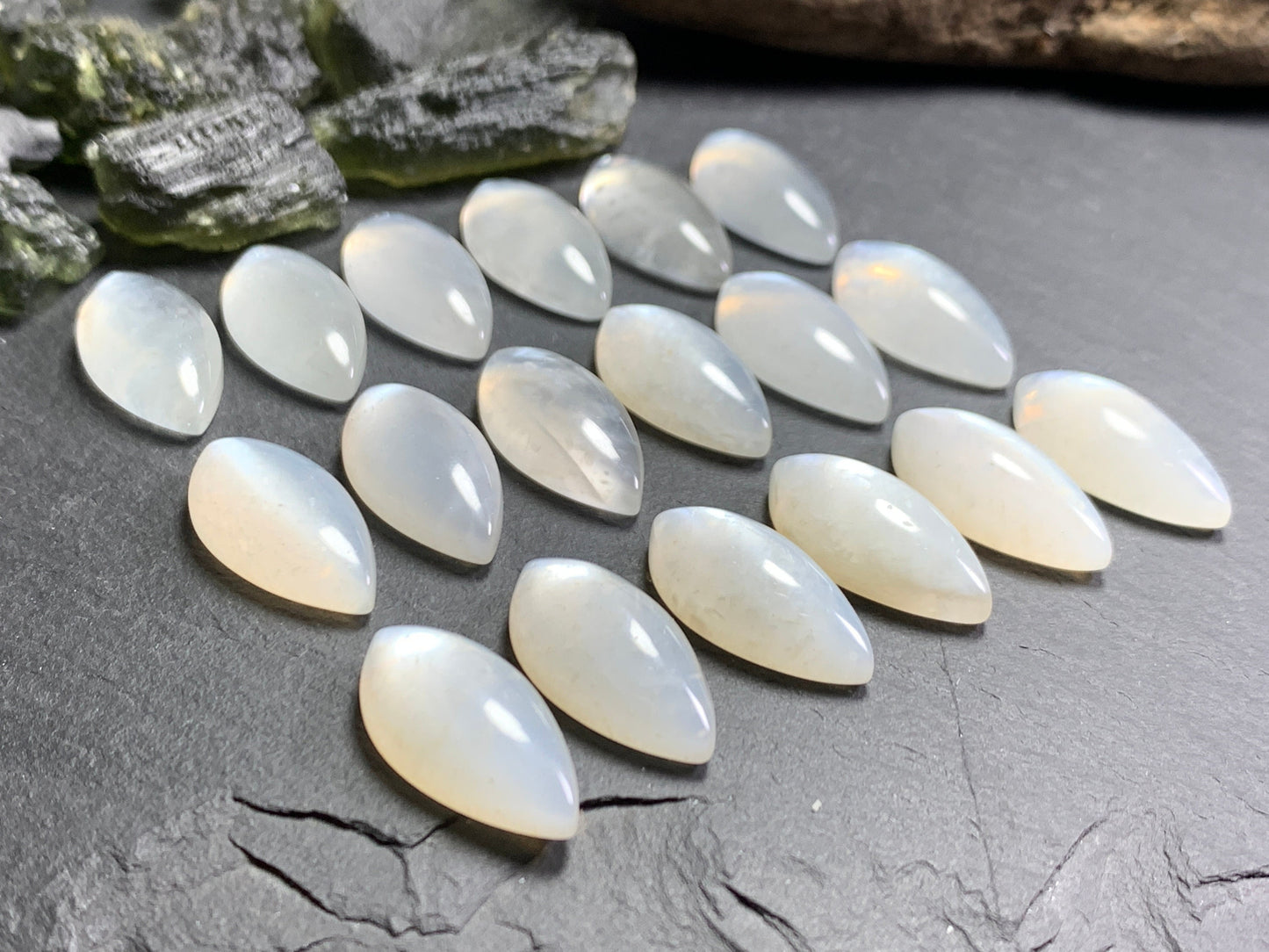 White MoonStone Miss Asia 10x20mm cabochon