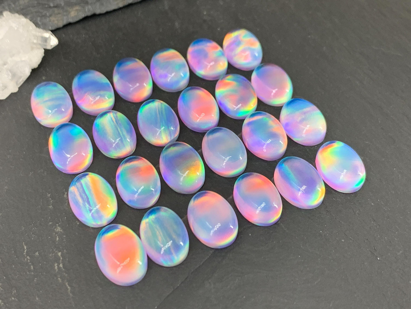 Aurora Opal Oval 10x14mm Doublet Cabochon – Colorful Natural Gemstone