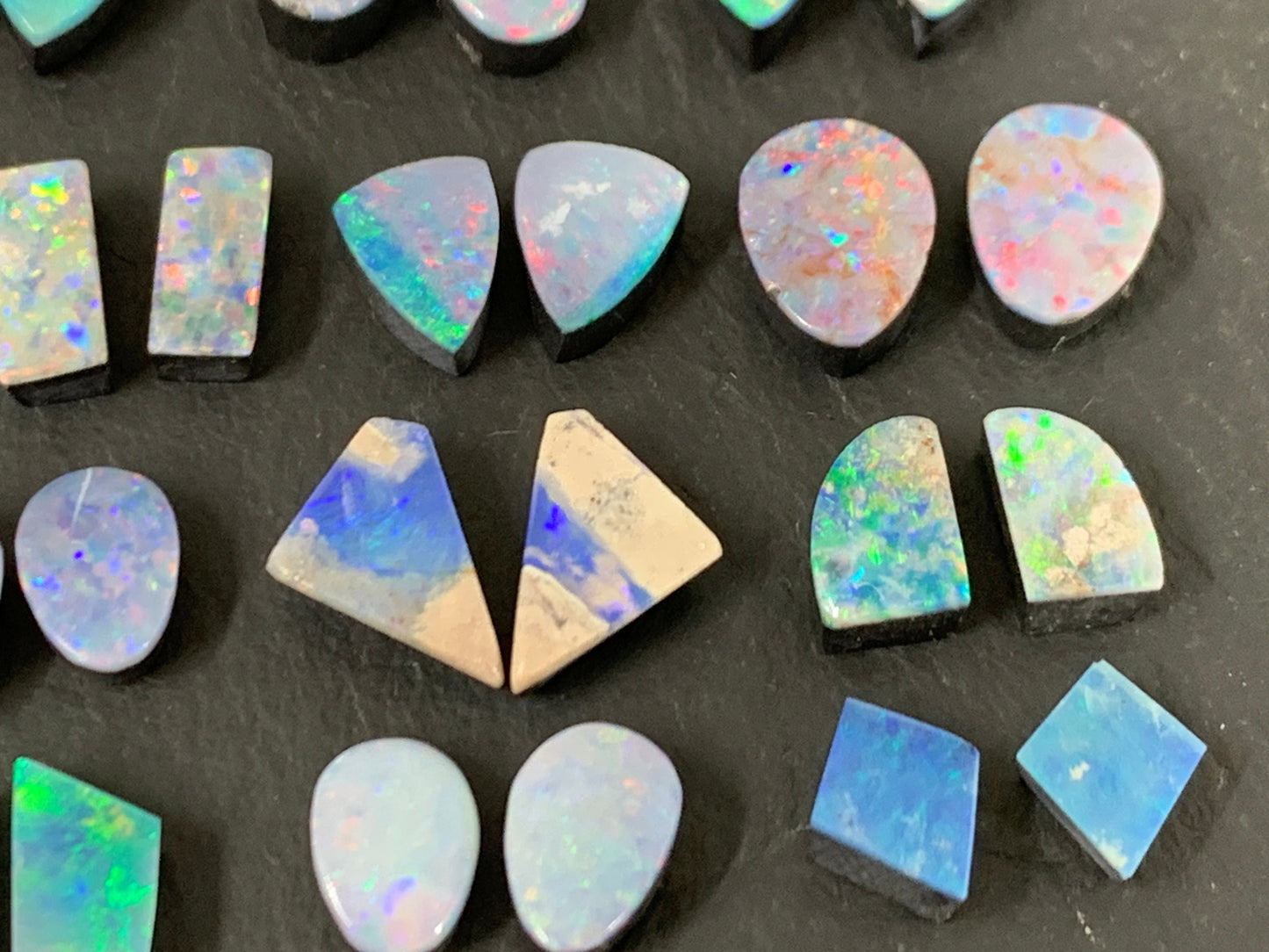 Australian Opal doublet pair 7-10mm long cabochon