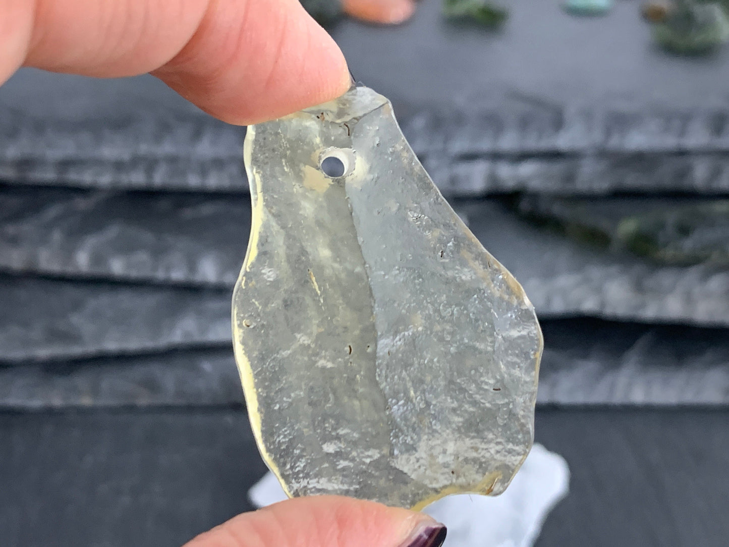 Drilled Libyan Desert Glass 33-42mm long