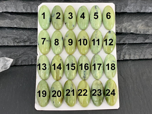 Green Opal oval 9x18mm Cabochon - Calibrated cabochons