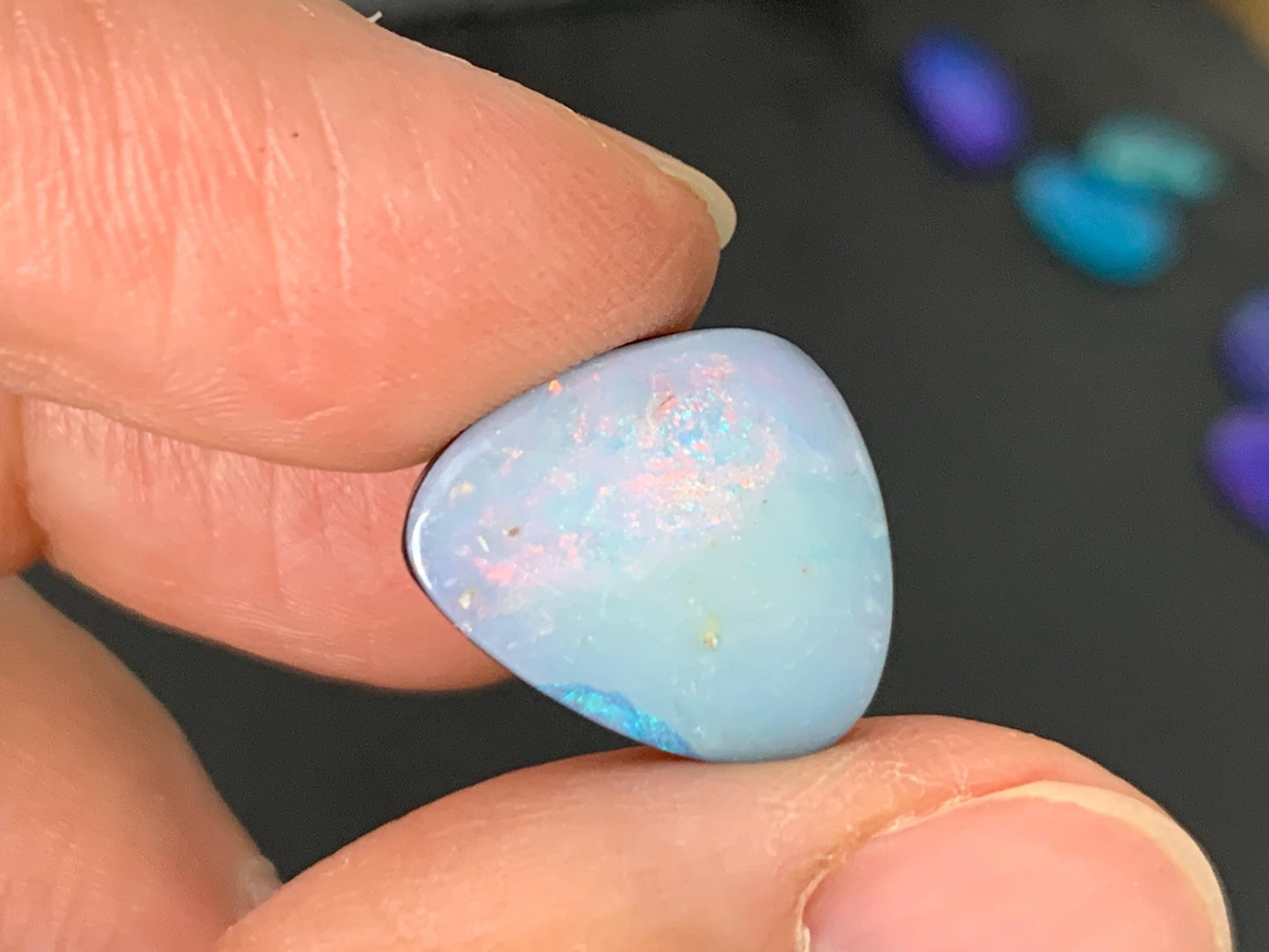 Australian Opal doublet 12x15x5mm cabochon