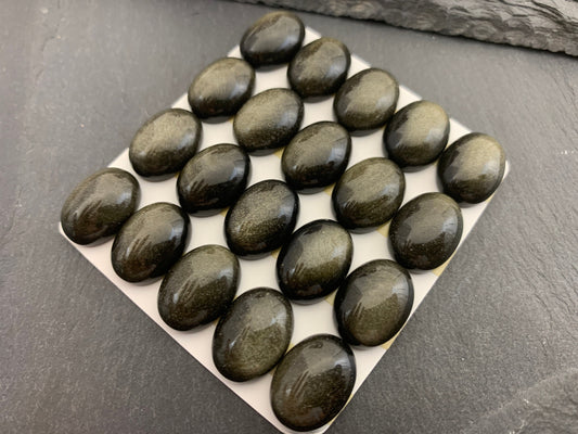 Gold Obsidian oval 12x16mm cabochon - Calibrated Cabochons