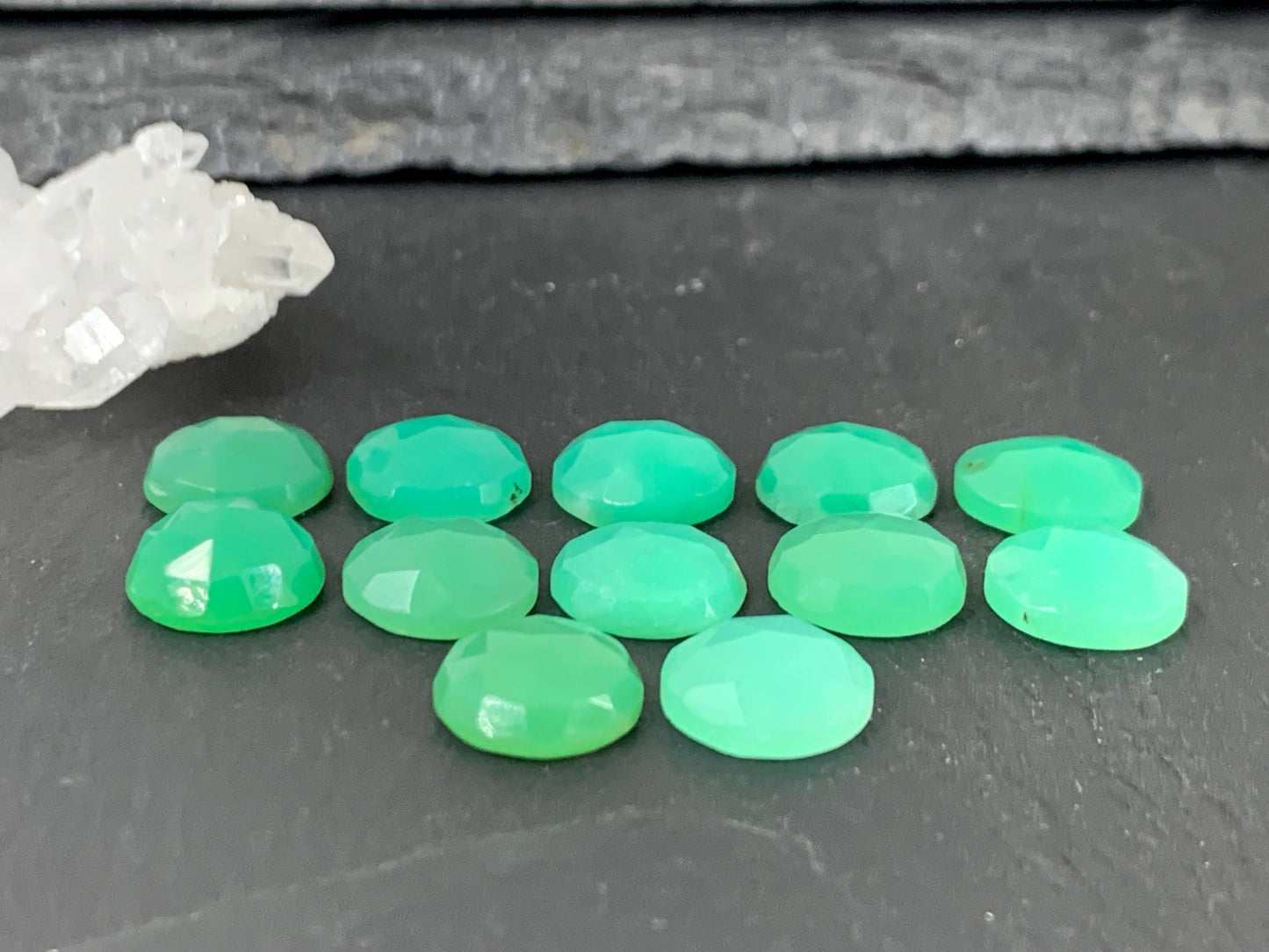 Faceted Chrysoprase Cabochon 10mm - Green Round Gemstone, Premium Jewelry Parts