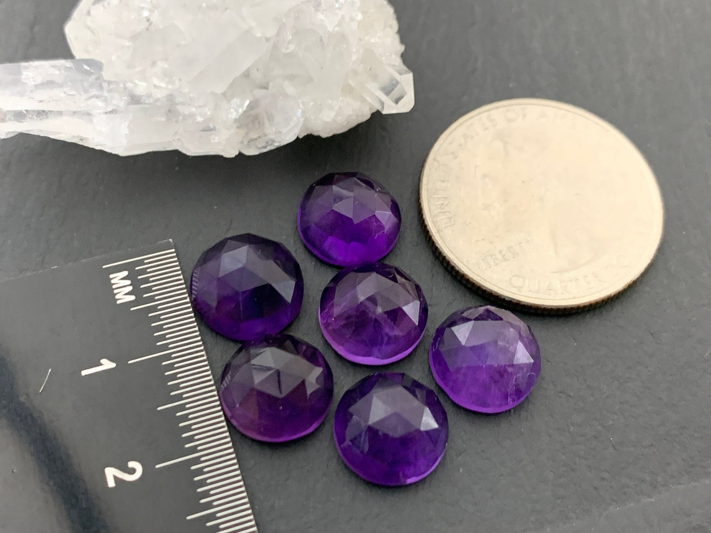 Faceted Amethyst round 10mm cabochon