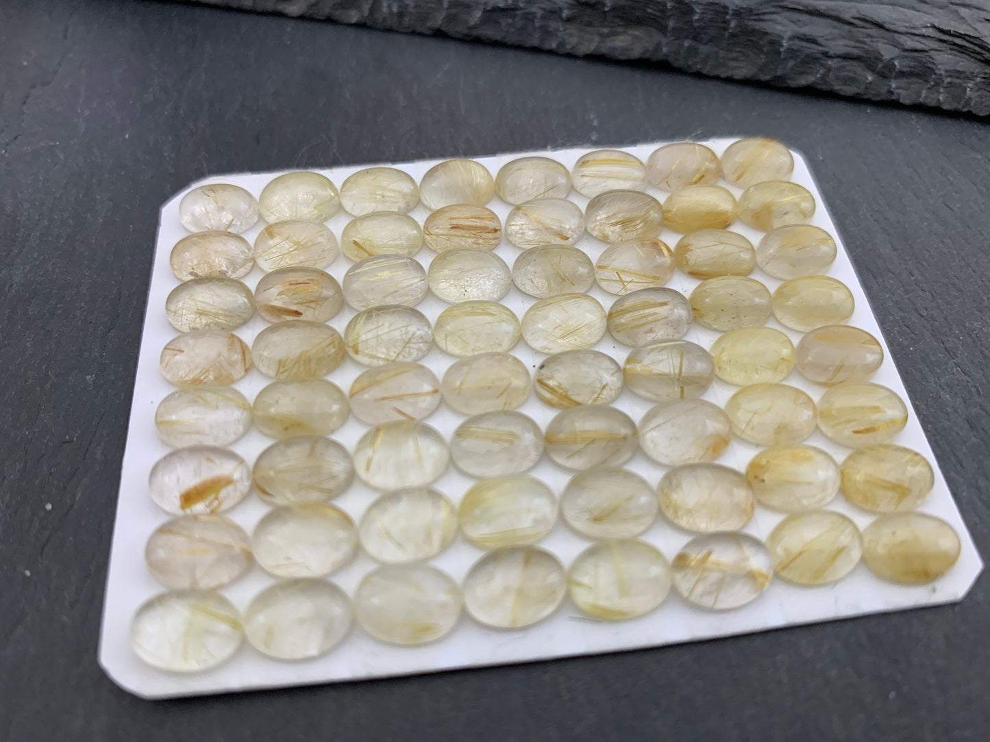 Gold Rutilated Quartz oval 6x8mm cabochon - Calibrated cabochons