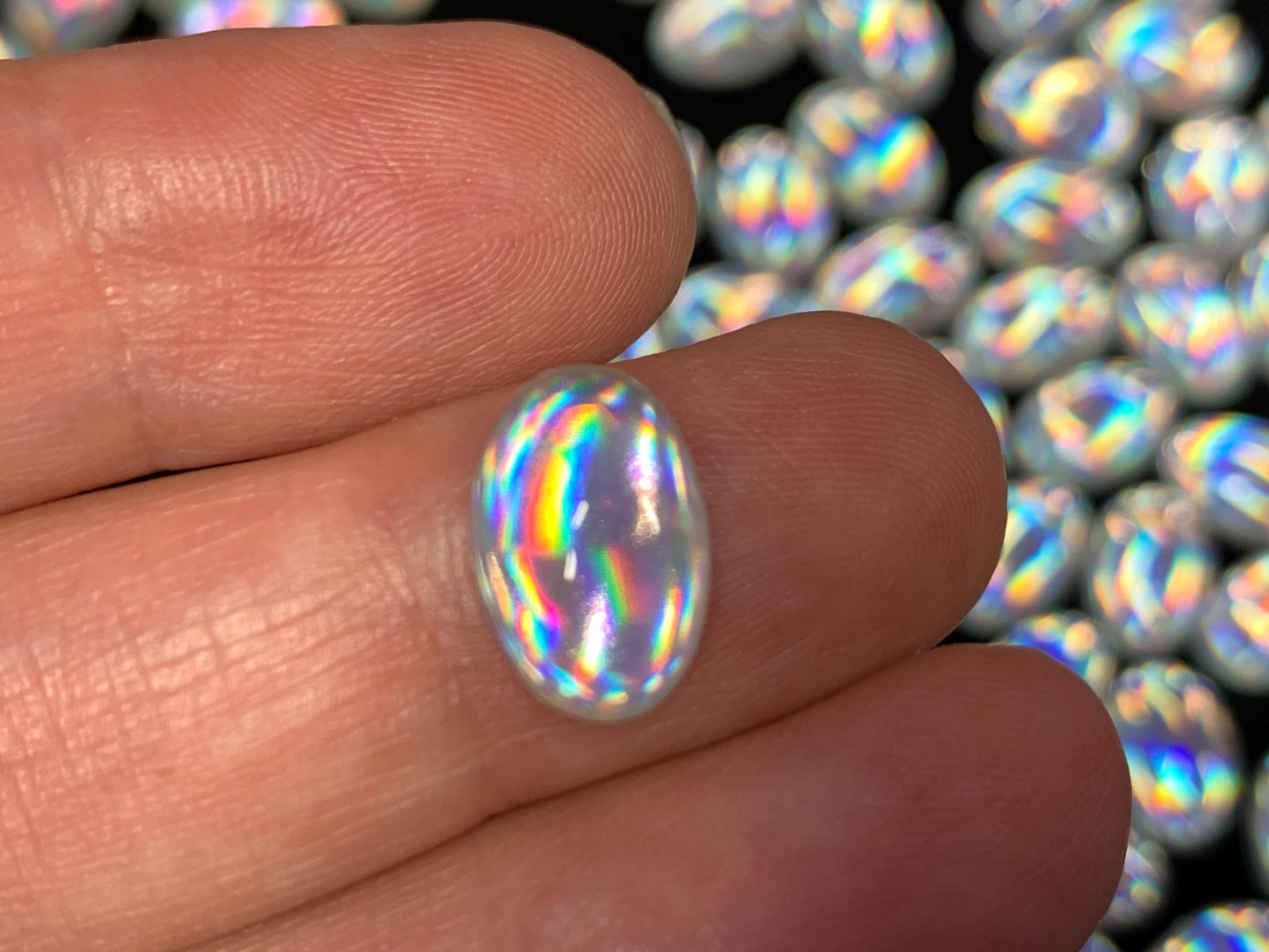 Mystic Rainbow Quartz oval 8x12mm cabochon doublet