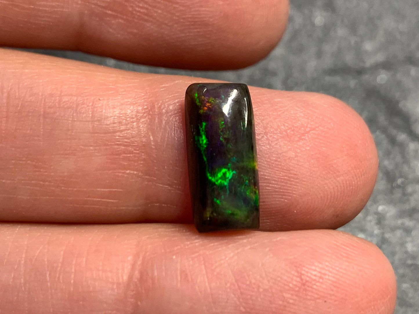 Black Ethiopian Opal rectangle 6x13x3mm cabochon