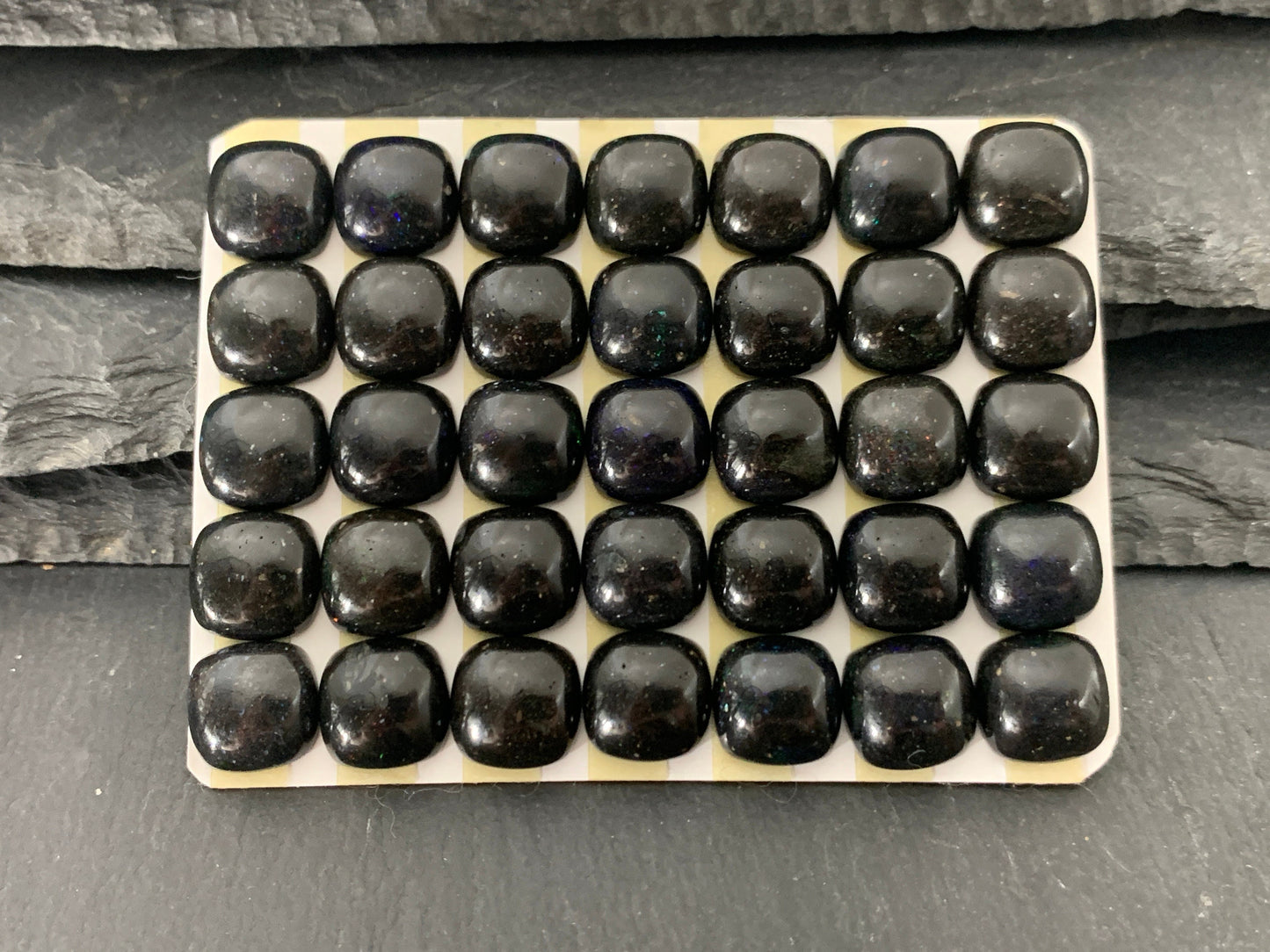 Black Andamooka Opal square cushion 10mm cabochon - Matrix Australian Opal